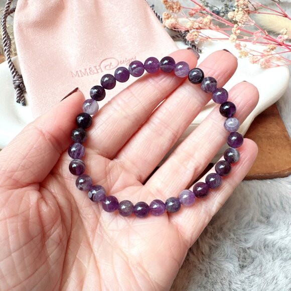 6mm Chevron Amethyst Stretch Bracelet - Picture 2 of 5